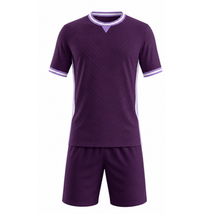 High Quality Deep Purple Soccer uniform Set with Lavender & White Trim Sublimated Football Uniform - Product Image 1