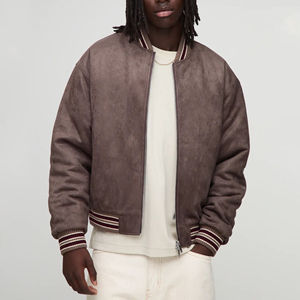 Blouson en daim pour homme, coupe classique, col rabattu, fermeture éclair, style décontracté - Product Image 1
