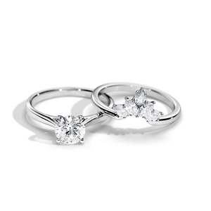 Anillo de compromiso de diamante de corte brillante redondo para mujer, chapado en oro de 14k, certificado IGI, estilo clásico, color D, diamante cultivado en laboratorio. - Product Image 2