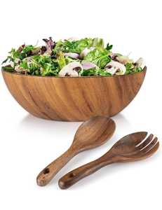 Ensaladera de Madera de Acacia Hecha a Mano, Ecológica y Resistente al Calor, de Gran Capacidad para Cenas Familiares y Fiestas, Apta para Lavavajillas - Product Image 4
