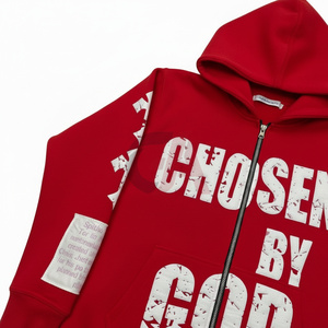 Sudadera con capucha OEM para hombre, con cremallera, estampada, 100% algodón, forro polar, cómoda, estilo urbano, lavado ácido 2026 - Product Image 4