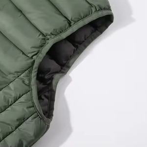 Gilet matelassé décontracté pour homme - Couleur unie, respirant, fermeture éclair épaisse, tissu peigné polyester/nylon, usage extérieur - Product Image 5
