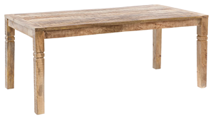 Table à manger rectangulaire en bois massif de manguier, fabriquée à la main, avec pieds pliants, finition naturelle brute, pour la maison et la cuisine - Product Image 4
