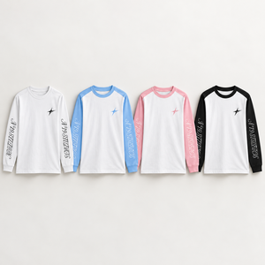 T-shirt Raglan Unisexe N19 Studios Personnalisé 100% Coton Manches Longues Coupe Classique Uni Streetwear 220g Logo Avant Respirant - Product Image 3