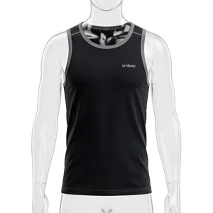 Débardeur sans manches pour homme en polyester, col rond, séchage rapide, respirant, color block, vêtements de sport - Product Image 1