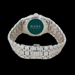 Reloj de Cuarzo RAHA de Lujo con Moissanita, Caja Redonda de 42 mm, Cristal de Zafiro, Movimiento Analógico, Correa de Acero Inoxidable de 20 mm, Números Romanos - Product Image 2