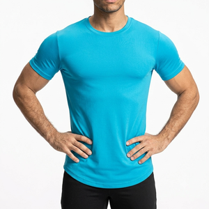 Camiseta deportiva de algodón elástico con cuello redondo y corte ajustado para hombre - Product Image 1