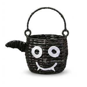 Black Bat Storage Basket Water Hyacinth Woven Organizer <b>Halloween</b> <b>Decor</b> Bathroom Kitchen Home - Product Image 1