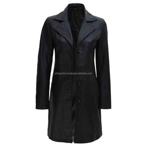 Abrigo largo de cuero negro hecho a medida para mujer OEM 2025 transpirable y 100% de alta calidad al por mayor nuevos abrigos de invierno teñidos lisos - Product Image 5
