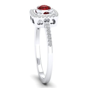 Anillos solitarios de oro blanco macizo de 14 quilates con rubíes de REYES a precio mayorista para mujer, exquisitos regalos de aniversario, aretes de diamantes. - Product Image 3