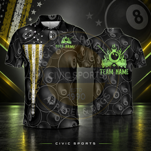 เสื้อยืดสนุกเกอร์คุณภาพสูงสั่งทำพิเศษ แขนสั้น พิมพ์ลาย 8-Ball ผ้าโพลีเอสเตอร์ระบายอากาศ สไตล์สปอร์ต - Product Image 1