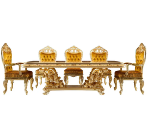 ชุดโต๊ะรับประทานอาหารไม้สักแกะสลักสไตล์ยุโรปสุดหรูหรา  รักษ์โลก เหมาะสำหรับโรงแรมและห้องรับประทานอาหารสุดหรู ผลิตในอินโดนีเซีย - Product Image 6