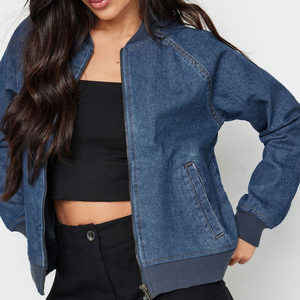 Vestes en jean respirantes à col montant et fermeture éclair pour femmes, prix abordable, logo personnalisé - Product Image 2