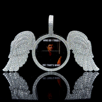 Pendentif Aile d'Ange en Or 10K pour Homme, Style Hip Hop, Serti de Diamants, Certifié IGI, Luxe, Or 10K Massif, Diamant de Laboratoire Cultivé, Cadeau pour Fête, Anniversaire