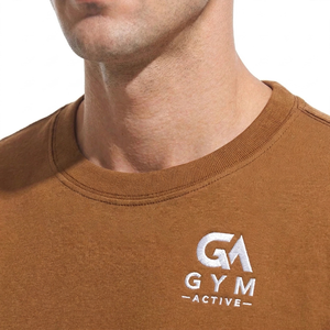 T-shirt à manches courtes pour homme, col rond, marron, imprimé sérigraphié, design uni, coupe classique, décontracté, tricoté, 100% coton jersey, séchage rapide - Product Image 6