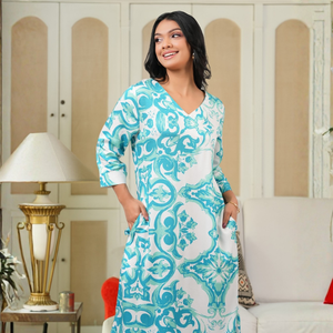 Vestido Maxi Casual de Rayón Satinado para Mujer, Corte en A, con Estampado Geométrico - Product Image 4