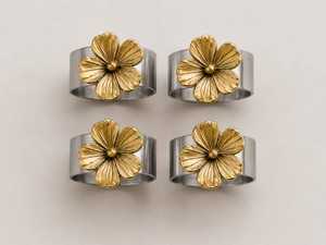 Luxury Napkin Ring Set Napkin Rings Metal Napkin Rings Stainless Steel Napkin Rings Gold Napkin Rings Floral Napkin Rings D - Product Image 1