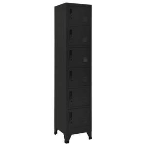 Armoire de rangement haute en acier noir, casiers rectangulaires de couleur noire - Product Image 1