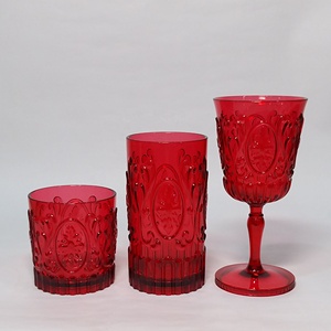 Unbreakable Vintage Embossed Plastic <b>Goblet</b> <b>Wine</b> Glass for Christmas Party Wedding - Product Image 2