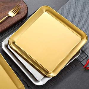 Assiettes de service en métal faites à la main, couleur or personnalisée, finition artisanale, plateau de service alimentaire pour restaurant, design moderne, passe au lave-vaisselle, durable - Product Image 4