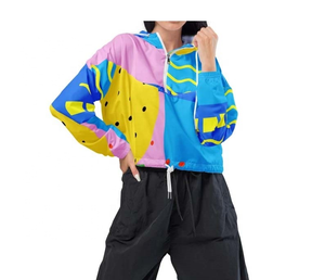 Windbreaker Athletic Gym Zip up Short Womens <b>Jacket</b> Custom Logo Womens Cropped <b>Jacket</b> Crop Top - Product Image 2
