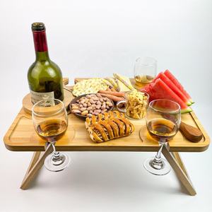 Bandejas de Servir de Madera de Acacia con Asas, Portavasos para Copas de Vino, para Fiestas, Decoración del Hogar, Bandejas de Almacenamiento - Product Image 1