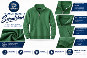 Light <b>Grey</b> Heather Quarter Zip <b>Sweatshirt</b> Classic Fleece Pullover Front Pocket Custom Streetwear Athletic Top Neutral Color - Product Image 2