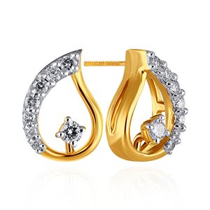 Boucles d'oreilles clous de luxe en or jaune pour femme, serties de diamants naturels taille brillant rond, pour mariage - Product Image 3