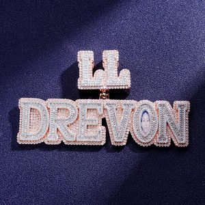 Hip hop iced out 14kt custom made letter pendant two tone custom bail made in lab diamonds - Product Image 2