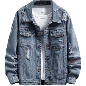 Chaqueta de Mezclilla Lavada para Hombre, Estilo Casual Urbano, Cuello Camisero, Corte Regular, Detalles Deshilachados - Product Image 6