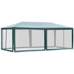 Gazebo per Matrimoni ed Eventi all'Aperto 20 X 10 Verde con Pareti Laterali in Rete Rimovibili - Product Image 3