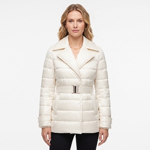 Chaqueta Acolchada de Invierno para Mujer con Estampado Personalizado, Cinturón en la Cintura, Ligera, Cálida, para Uso Diario y Actividades al Aire Libre - Product Image 3
