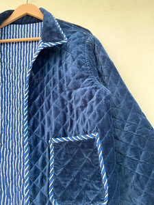 Veste kimono en velours de coton 100% faite à la main |   Vêtement d'automne/hiver respirant, écologique, à séchage rapide, anti-plis, avec poche avant - Product Image 3