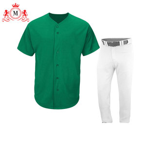 <b>Men's</b> Green Baseball Jersey With <b>White</b> Pants Breathable Polyester Baseball Uniform Set Adult Size - Product Image 4