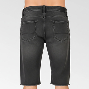 Pantalones cortos de mezclilla OEM/ODM hechos a medida con dobladillo deshilachado, hasta la rodilla, rasgados, de tela gruesa, transpirables, 100% algodón, para hombre - Product Image 6