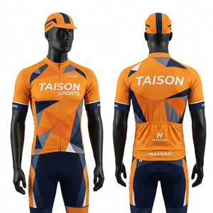 Tenue de cyclisme pour homme, tissu polyester spandex premium 200 GSM, design gris et turquoise avec rembourrage en gel, logo personnalisé par sublimation - Product Image 4