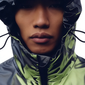 <b>Men's</b> Hooded Color Blocking Waterproof Nylon Bomber <b>Jacket</b> Windproof Zipper Closure Sporty Style Winter Wear Polyester Filled - Product Image 4