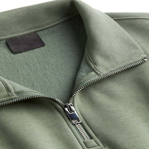Men's Black Half Zip Knitted Embroidered Slim Fit Stand Collar Solid Color <b>Long</b> Sleeve Winter Outdoor <b>Sweatshirt</b> - Product Image 6