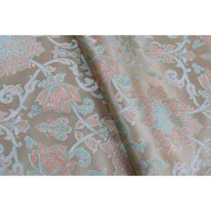 Tissu brocart floral au mètre, 44 pouces de large, poids moyen, pour rideaux et literie, vert Tanchui - Product Image 1