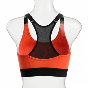 Sujetador deportivo Amkoor para mujer, naranja, sin costuras, sin aros, con tirantes ajustables cruzados en la espalda, copa completa, transpirable, de punto de spandex/nailon - Product Image 2