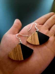 Pendientes de Resina de Madera Natural para Mujer, Hechos a Mano, Geométricos, Colgantes, Estilo Boho, Joyería de Moda, Venta al Por Mayor, Regalo - Product Image 4