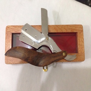Fancy <b>Straight</b> Edge <b>Razor</b> Manual Shaver for Men Blades Wooden Handle Barber Kit Wholesale Price Barber Products - Product Image 5