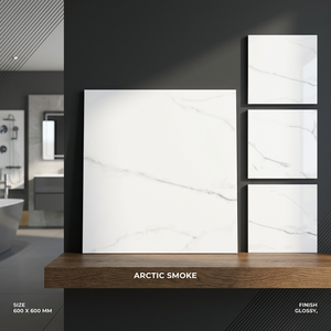 Azulejos de Porcelana Brillante con Patrón de Mármol Moderno de 20 mm, 600x600 mm, para Baño y Uso en Exteriores, Adhesivos, para Pisos Interiores de Villas - Product Image 1