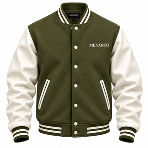 Chaqueta Universitaria de Cuero con Mangas de Cuero, Chaqueta de Béisbol Letterman de Invierno, Chaqueta Universitaria con Logotipo Personalizado, Chaqueta Bomber de Moda de Alta Calidad para Hombre - Product Image 1