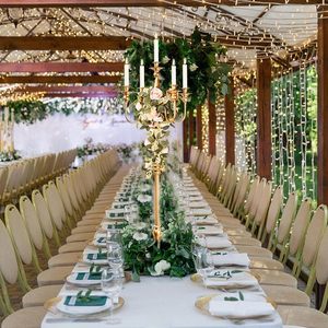 <b>Tall</b> 5 Arm Candelabra Candle Holder for Wedding Centerpiece Gold Metal Candle Stand for Dining <b>Table</b> Home Decor Events - Product Image 4