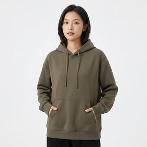 Sweat-shirt à capuche oversize pour homme, couleur unie, en molleton bouclette, décontracté, avec poche, coupe classique, tricoté, manches longues, automne - Product Image 5