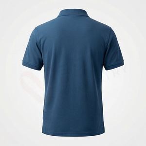 Men's Navy <b>Blue</b> Short Sleeve <b>Polo</b> <b>Shirt</b> Cotton Pique Knitted Casual Breathable Solid Design Regular Fit - Product Image 2