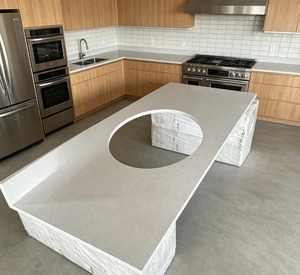 เคาน์เตอร์ครัว MDF สีขาวทันสมัย พร้อมช่องเว้ารูปวงรี ทำความสะอาดง่าย - Product Image 4