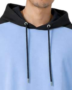 T-shirt à capuche personnalisé pour homme, manches courtes, décontracté, en coton doux, pour l'été, bleu ciel, noir, style streetwear - Product Image 5