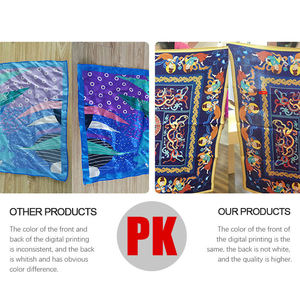 Custom in Bulk Printed Hair Wrap 90cm90cm Solid Colors <b>Black</b> Colored Satin <b>Shawl</b> Silk Scarf - Product Image 3